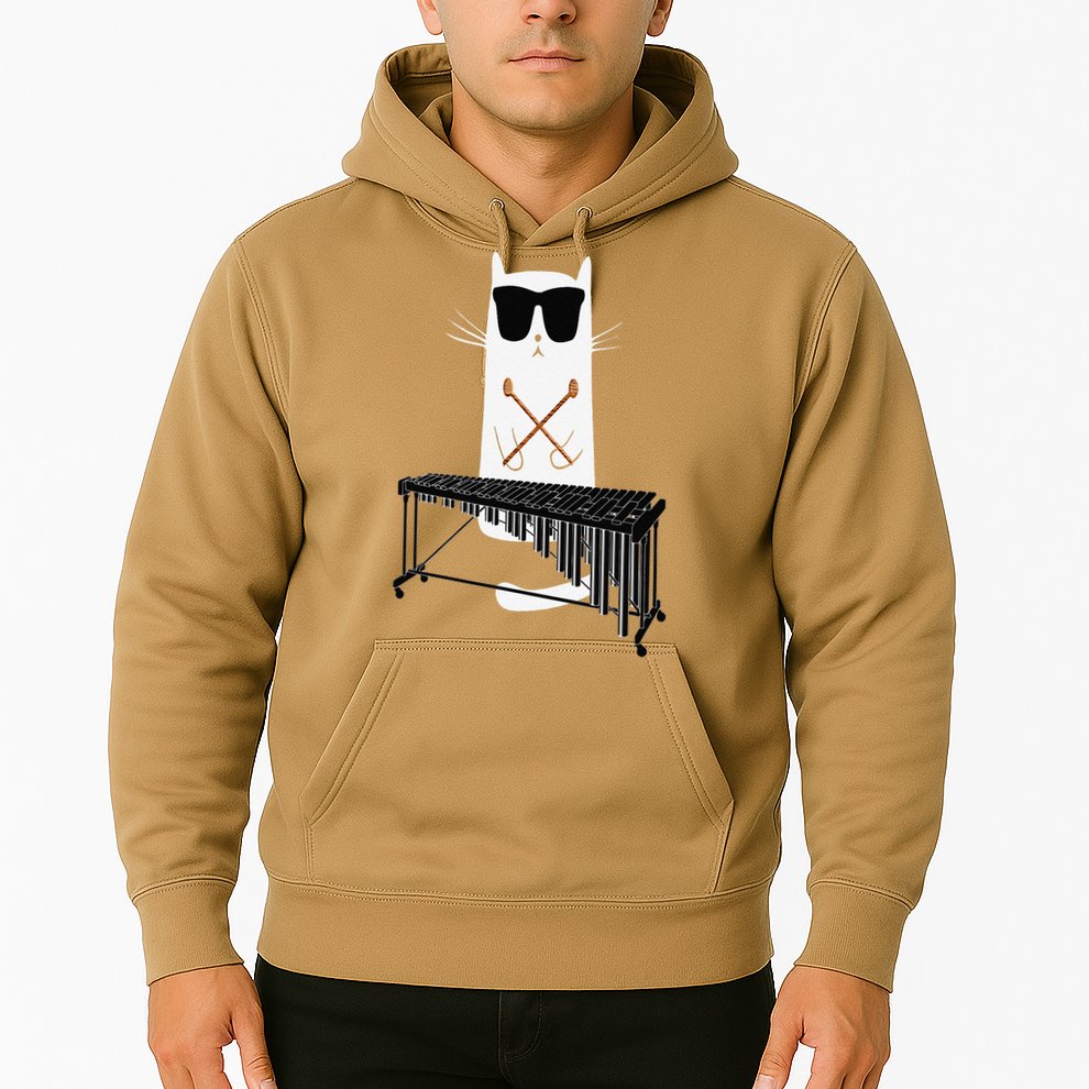 Funny Cat Wearing Sunglasses Playing Marimba Hoodie