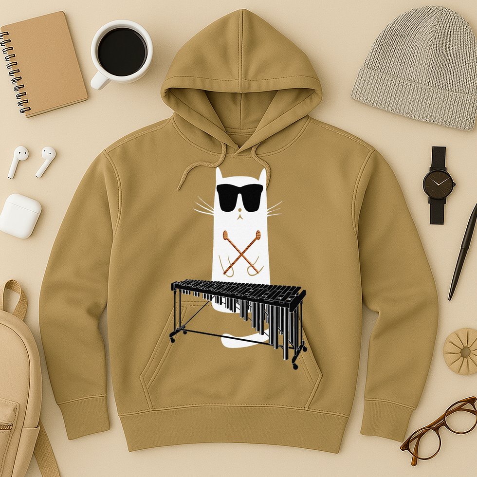 Funny Cat Wearing Sunglasses Playing Marimba Hoodie