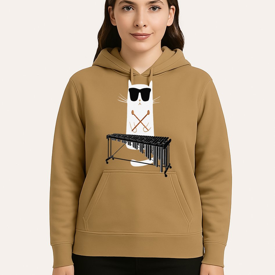 Funny Cat Wearing Sunglasses Playing Marimba Hoodie