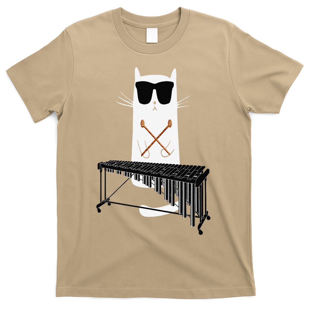 Funny Cat Wearing Sunglasses Playing Marimba T-Shirt