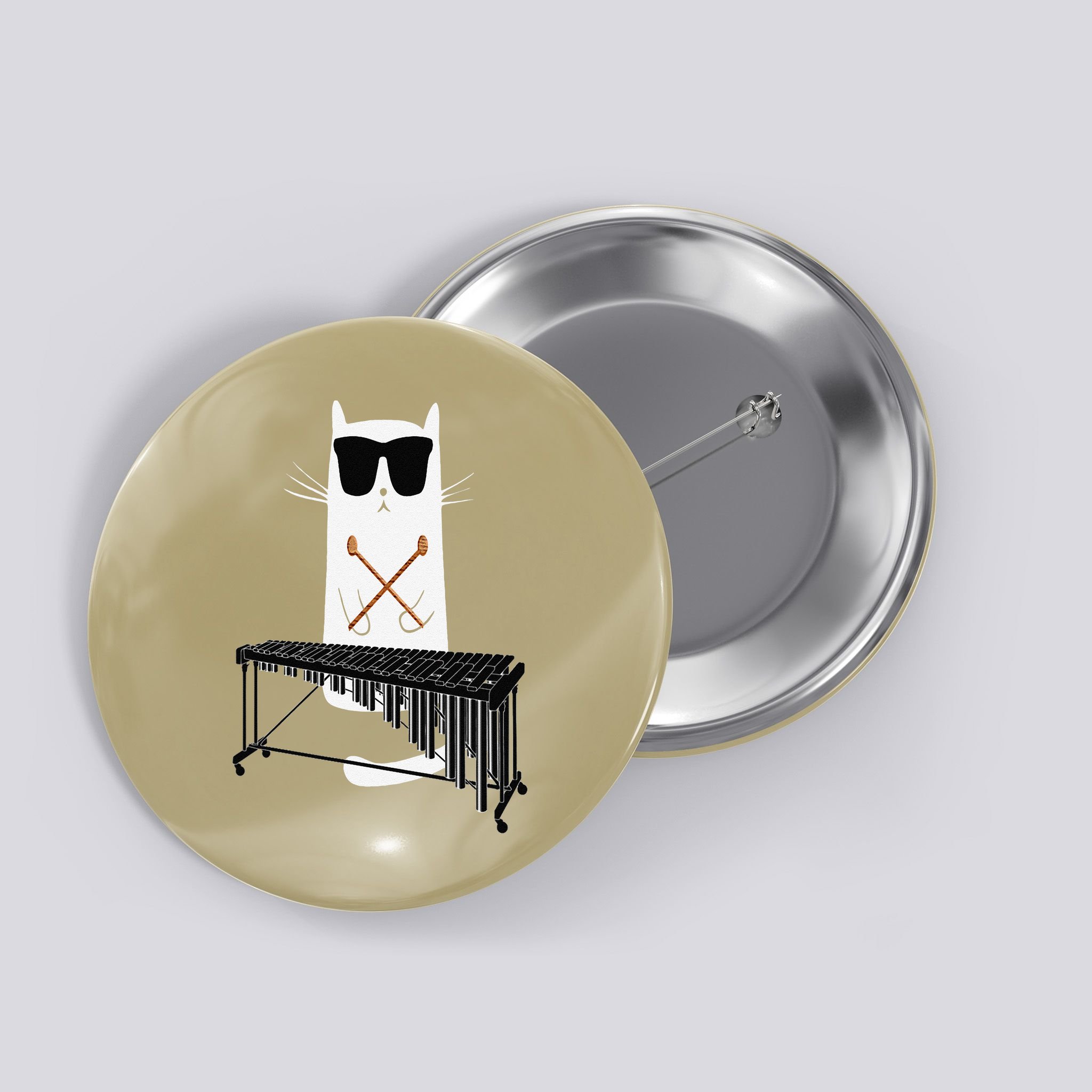 Funny Cat Wearing Sunglasses Playing Marimba Button