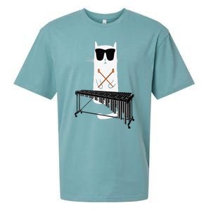 Funny Cat Wearing Sunglasses Playing Marimba Sueded Cloud Jersey T-Shirt