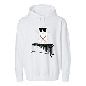 Funny Cat Wearing Sunglasses Playing Marimba Garment-Dyed Fleece Hoodie