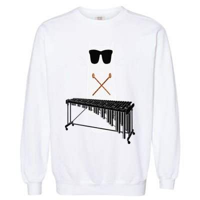Funny Cat Wearing Sunglasses Playing Marimba Garment-Dyed Sweatshirt