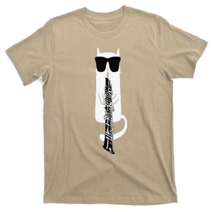 Funny Cat Wearing Sunglasses Playing Oboe T-Shirt