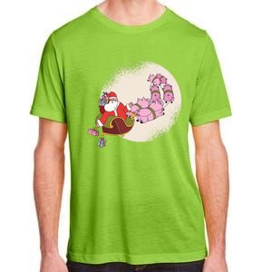 Funny Christmas When Pig Fly Oinkers Pulling Sleigh Gift Adult ChromaSoft Performance T-Shirt