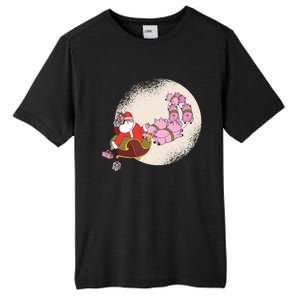 Funny Christmas When Pig Fly Oinkers Pulling Sleigh Gift Tall Fusion ChromaSoft Performance T-Shirt