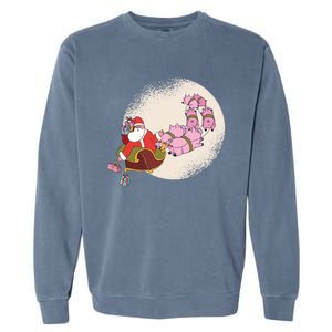 Funny Christmas When Pig Fly Oinkers Pulling Sleigh Gift Garment-Dyed Sweatshirt