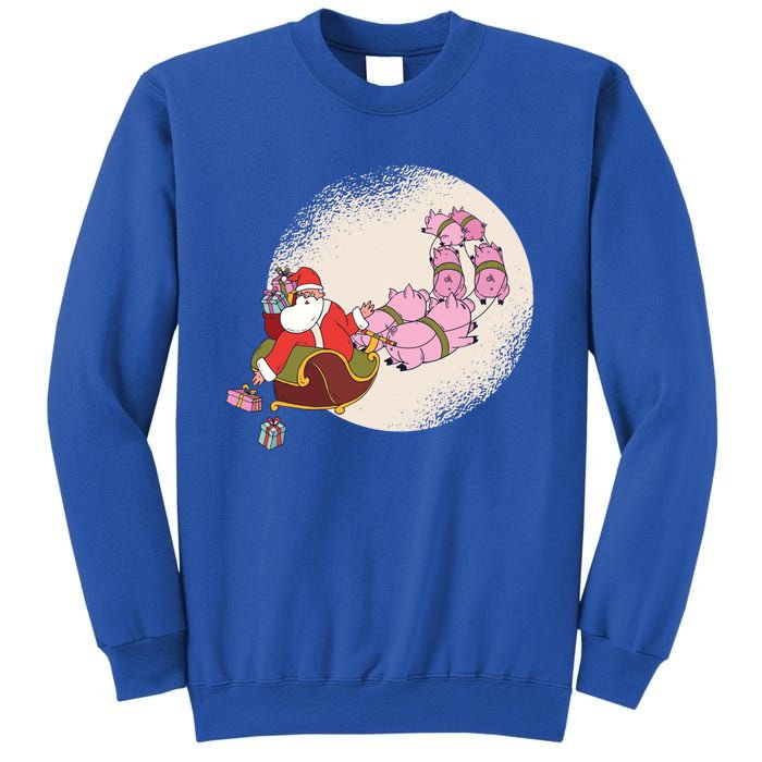 Funny Christmas When Pig Fly Oinkers Pulling Sleigh Gift Sweatshirt