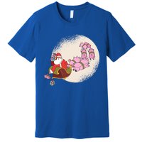 Funny Christmas When Pig Fly Oinkers Pulling Sleigh Gift Premium T-Shirt