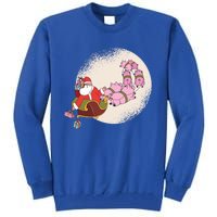 Funny Christmas When Pig Fly Oinkers Pulling Sleigh Gift Tall Sweatshirt