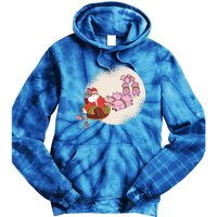 Funny Christmas When Pig Fly Oinkers Pulling Sleigh Gift Tie Dye Hoodie