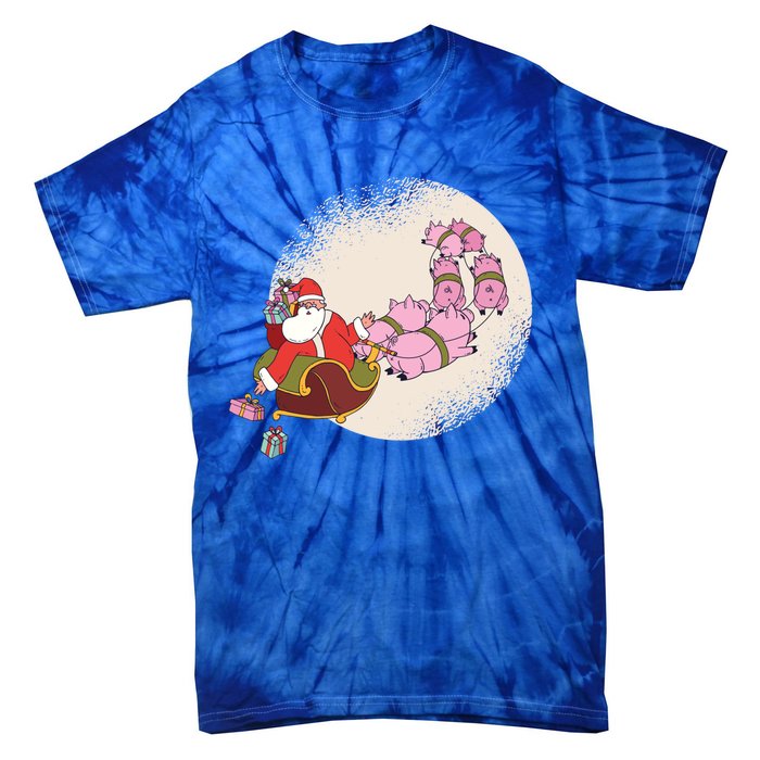 Funny Christmas When Pig Fly Oinkers Pulling Sleigh Gift Tie-Dye T-Shirt