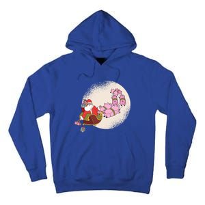 Funny Christmas When Pig Fly Oinkers Pulling Sleigh Gift Tall Hoodie