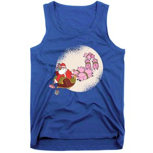 Funny Christmas When Pig Fly Oinkers Pulling Sleigh Gift Tank Top