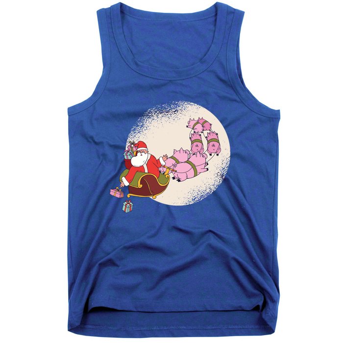 Funny Christmas When Pig Fly Oinkers Pulling Sleigh Gift Tank Top