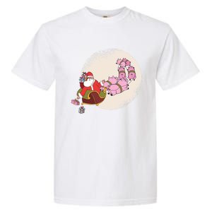 Funny Christmas When Pig Fly Oinkers Pulling Sleigh Gift Garment-Dyed Heavyweight T-Shirt