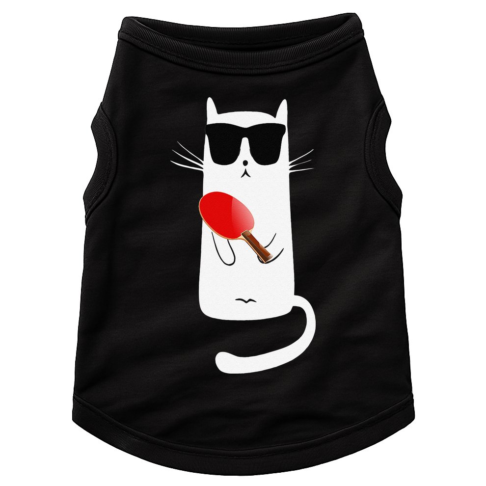 Funny Cat Wearing Sunglasses Playing Ping Pong Doggie Tank