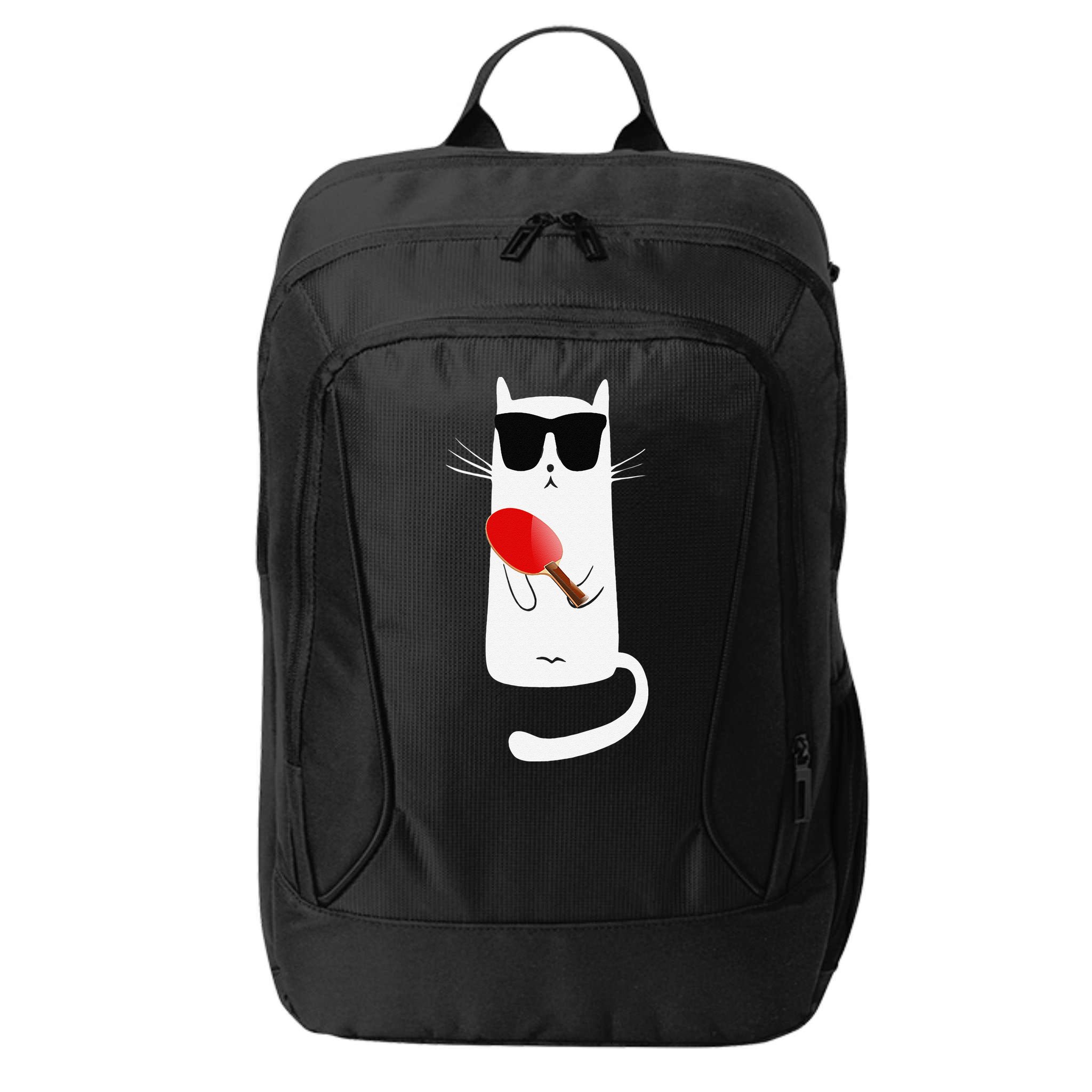Funny Cat Wearing Sunglasses Playing Ping Pong City Backpack