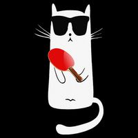 Funny Cat Wearing Sunglasses Playing Ping Pong 7-Panel Snapback Hat