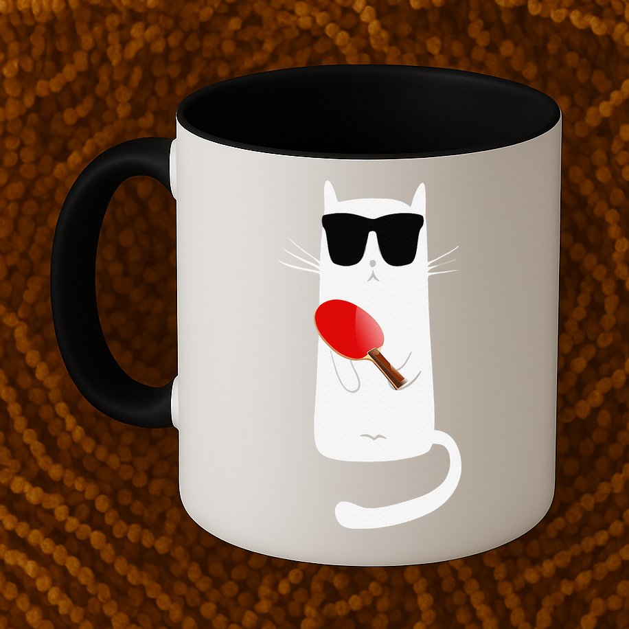 Funny Cat Wearing Sunglasses Playing Ping Pong Mug