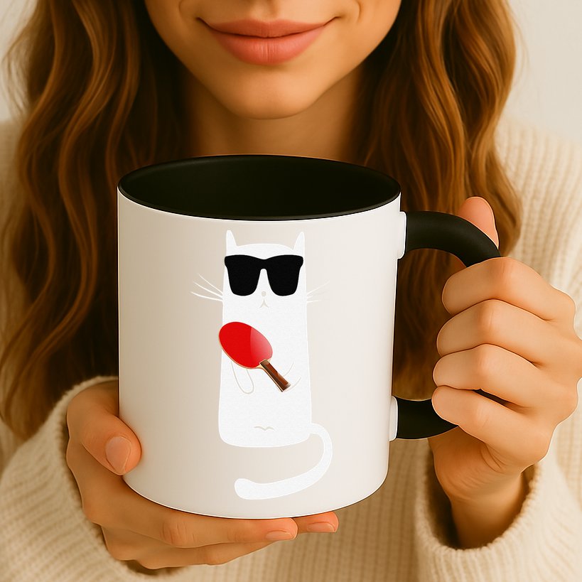 Funny Cat Wearing Sunglasses Playing Ping Pong Mug