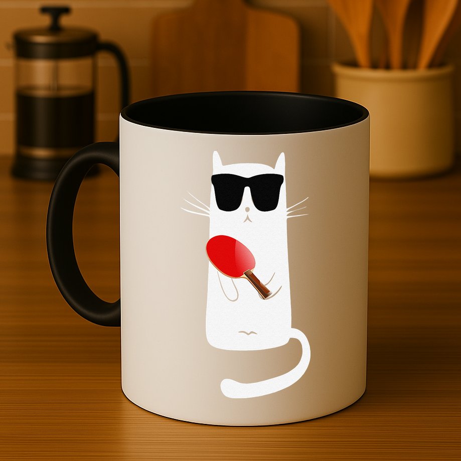 Funny Cat Wearing Sunglasses Playing Ping Pong Mug