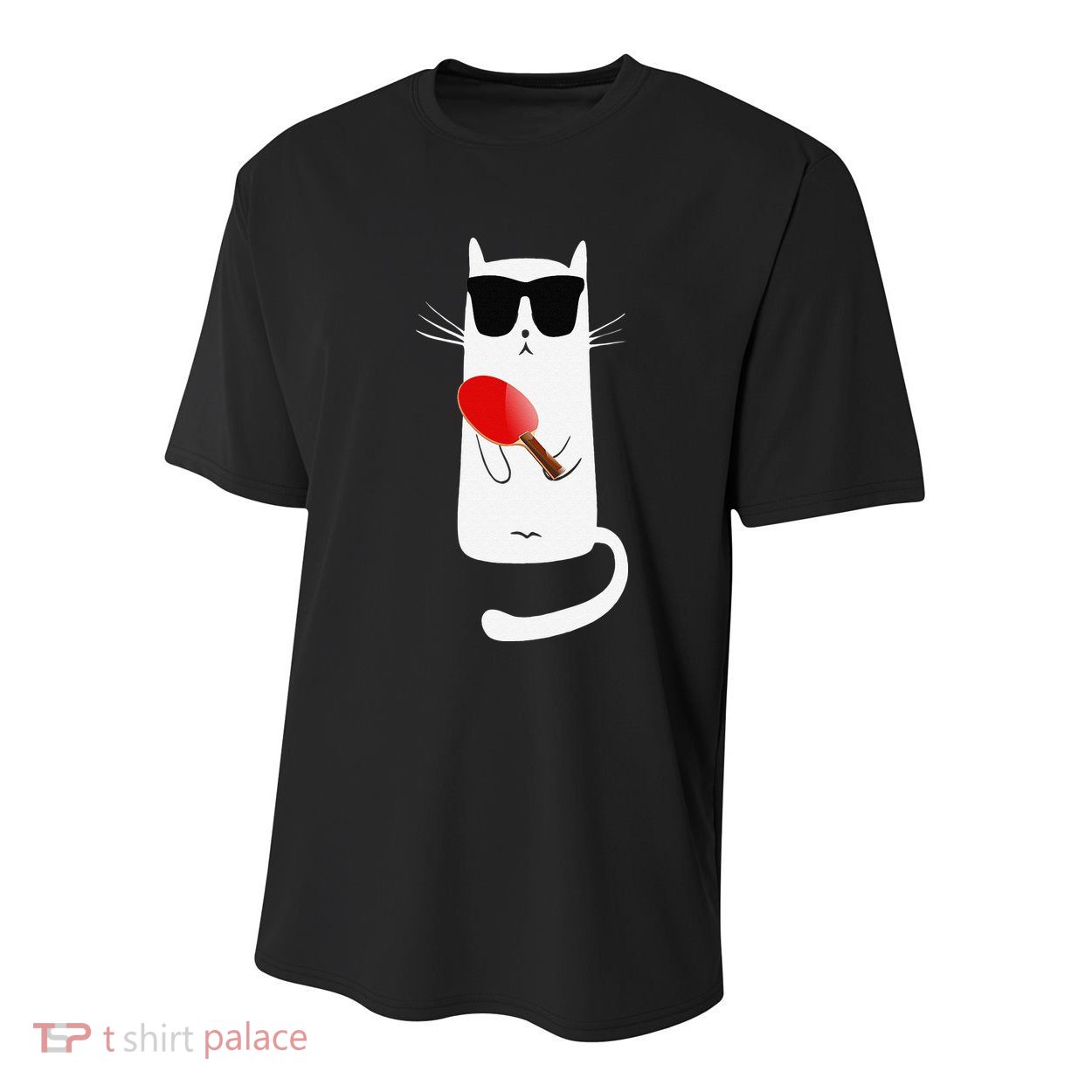 Funny Cat Wearing Sunglasses Playing Ping Pong Youth Performance Sprint T-Shirt