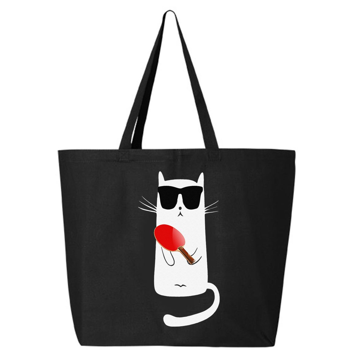 Funny Cat Wearing Sunglasses Playing Ping Pong 25L Jumbo Tote