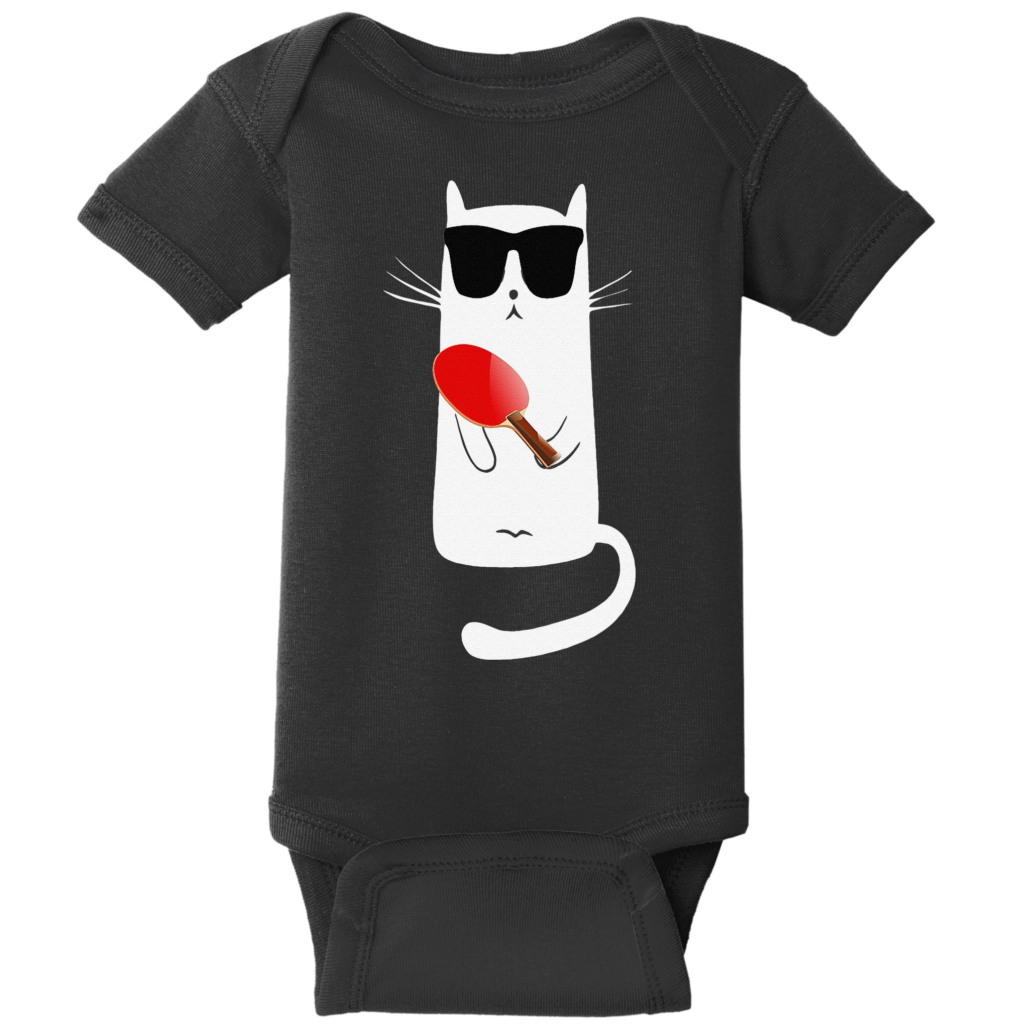 Funny Cat Wearing Sunglasses Playing Ping Pong Baby Bodysuit
