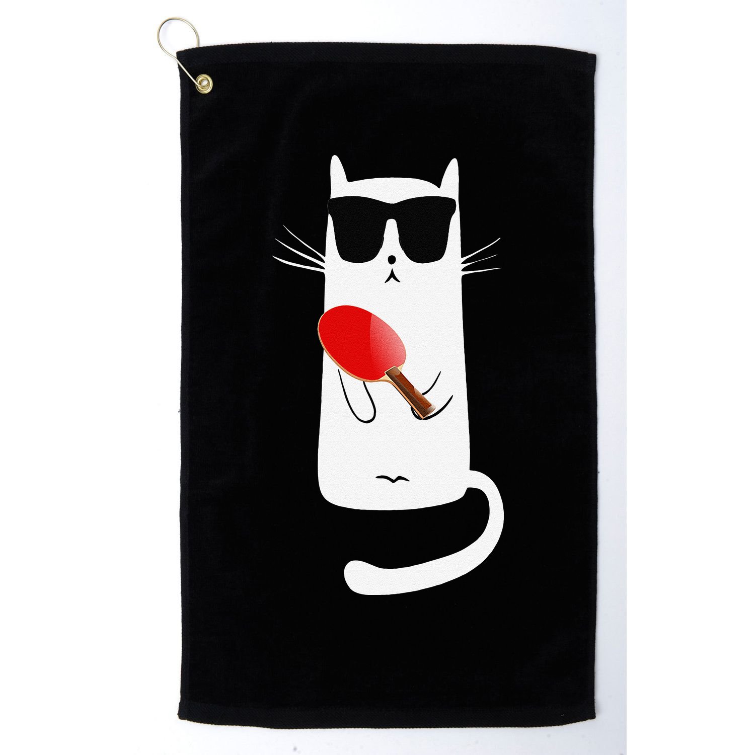 Funny Cat Wearing Sunglasses Playing Ping Pong Golf Towel