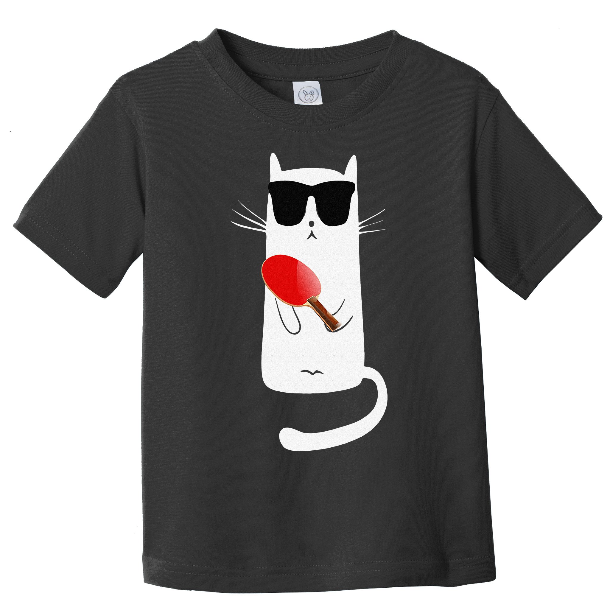 Funny Cat Wearing Sunglasses Playing Ping Pong Toddler T-Shirt