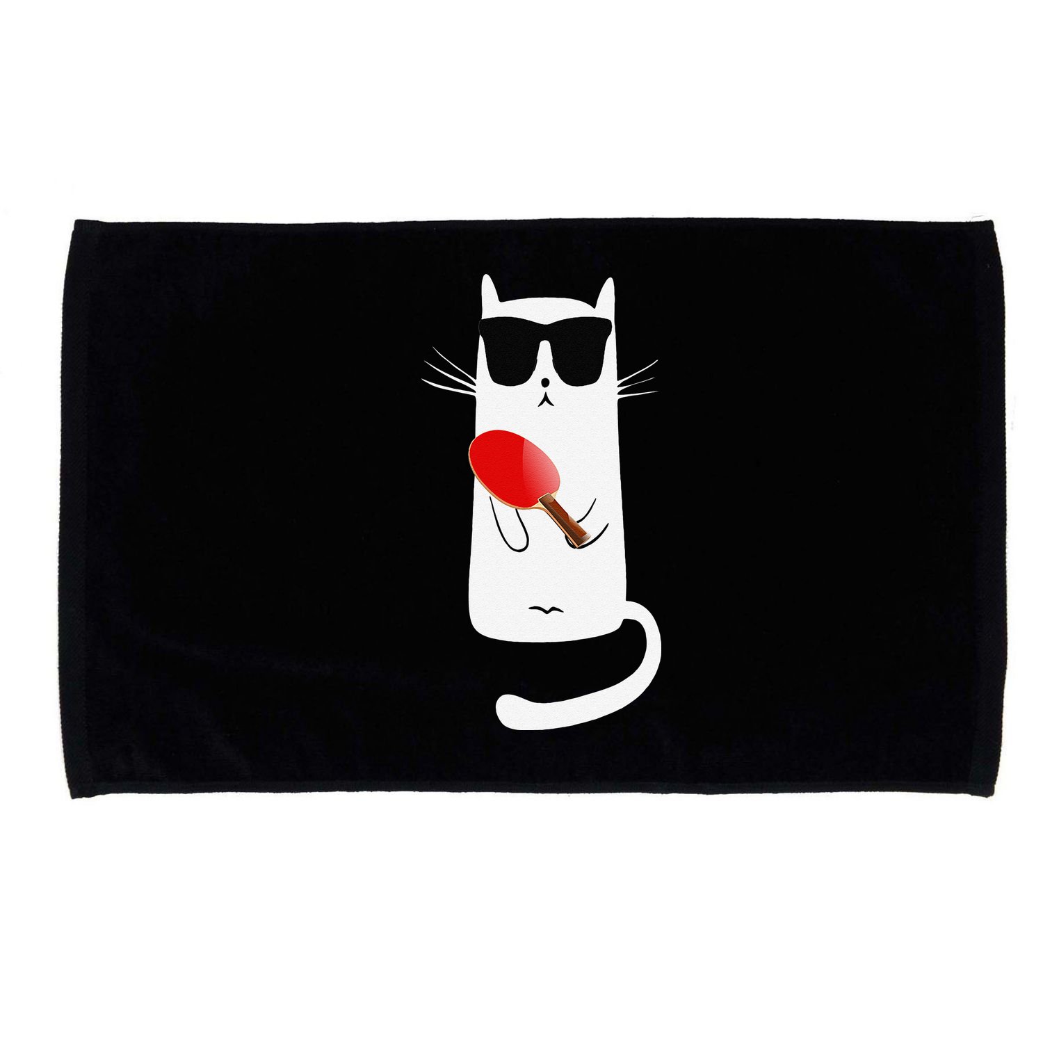 Funny Cat Wearing Sunglasses Playing Ping Pong Microfiber Hand Towel