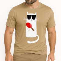 Funny Cat Wearing Sunglasses Playing Ping Pong Cooling Performance Crew T-Shirt