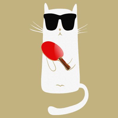 Funny Cat Wearing Sunglasses Playing Ping Pong T-Shirt
