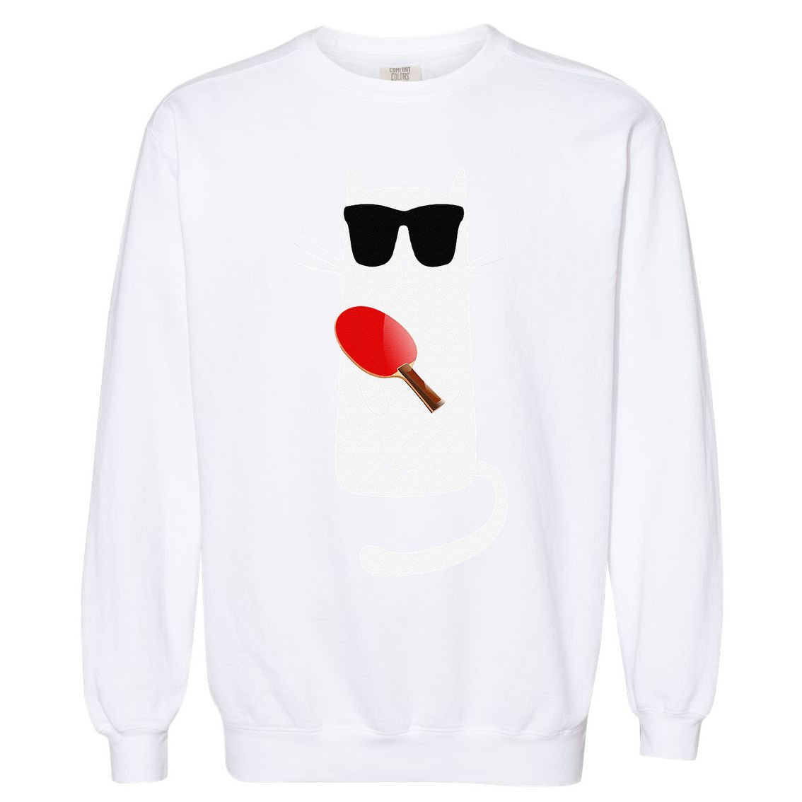 Funny Cat Wearing Sunglasses Playing Ping Pong Garment-Dyed Sweatshirt