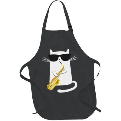 Funny Cat Wearing Sunglasses Playing Saxophone Gift Apron
