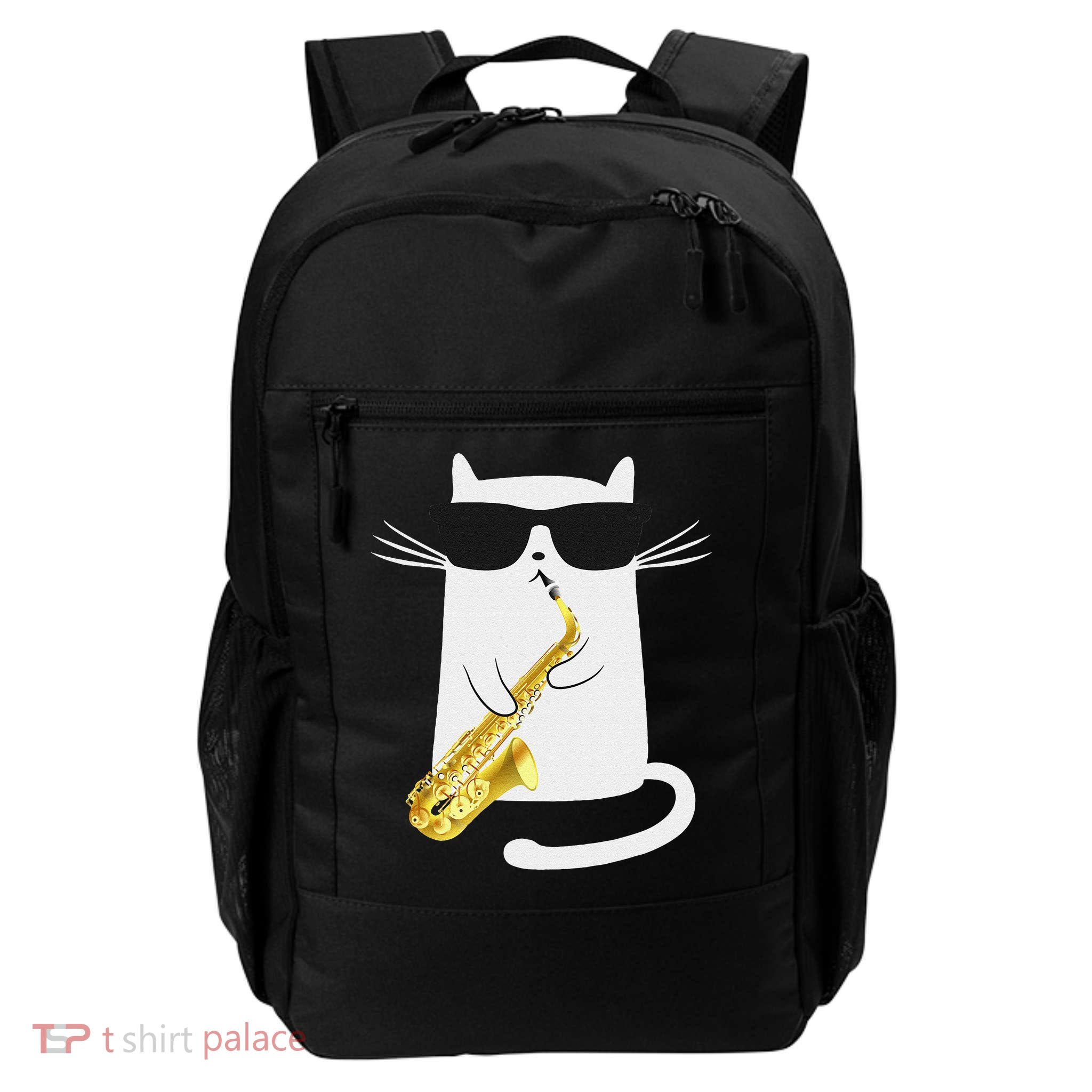 Funny Cat Wearing Sunglasses Playing Saxophone Gift Backpack