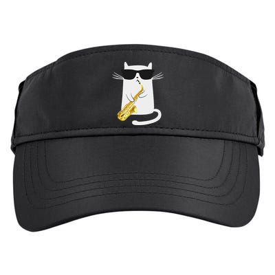 Funny Cat Wearing Sunglasses Playing Saxophone Gift Adult Drive Performance Visor