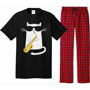 Funny Cat Wearing Sunglasses Playing Saxophone Gift Pajama Set