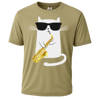 Funny Cat Wearing Sunglasses Playing Saxophone Gift Performance Shirt