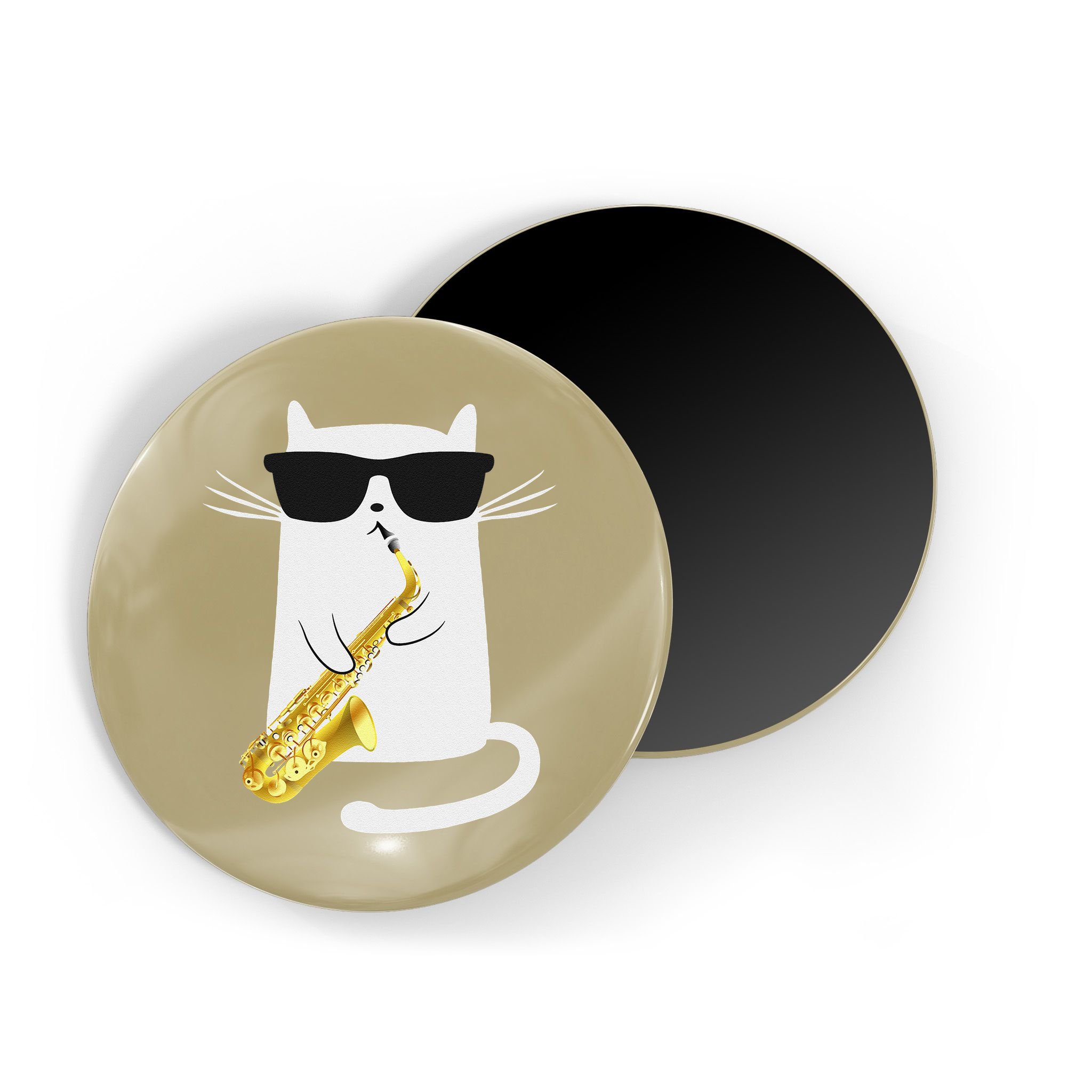 Funny Cat Wearing Sunglasses Playing Saxophone Gift Magnet
