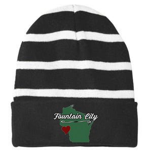 Fountain City Wisconsin Wi Usa City State Souvenir Striped Beanie with Solid Band