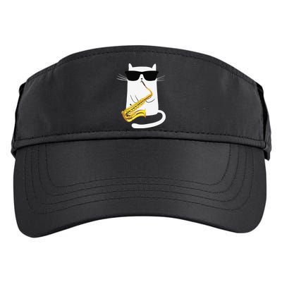 Funny Cat Wearing Sunglasses Playing Saxophone Adult Drive Performance Visor