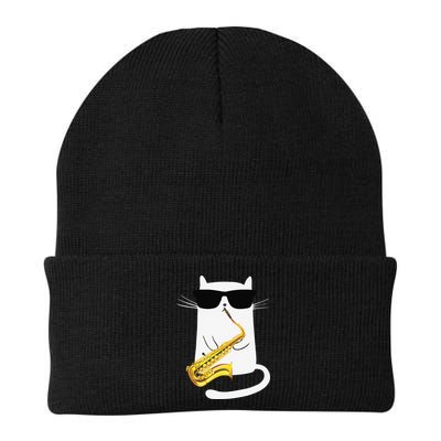 Funny Cat Wearing Sunglasses Playing Saxophone Beanie