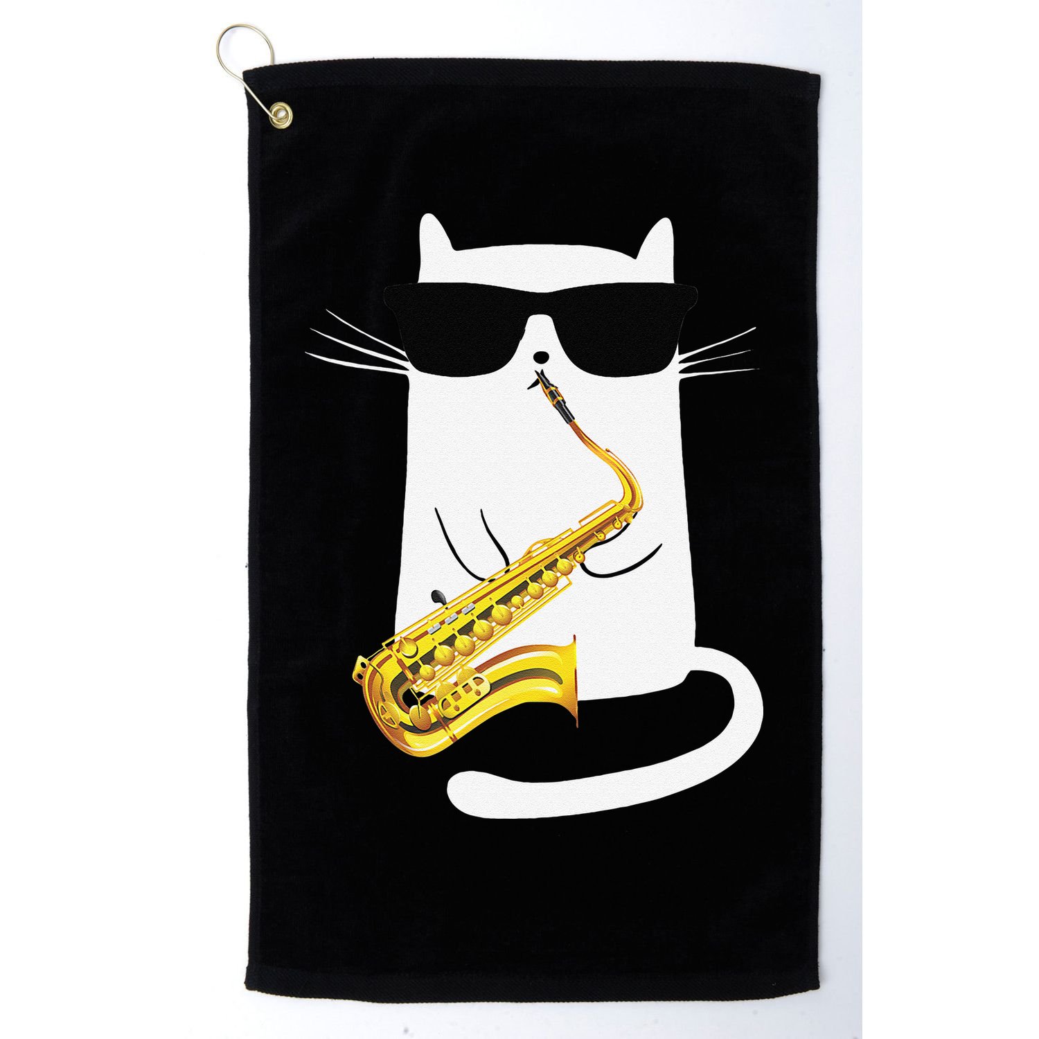 Funny Cat Wearing Sunglasses Playing Saxophone Golf Towel