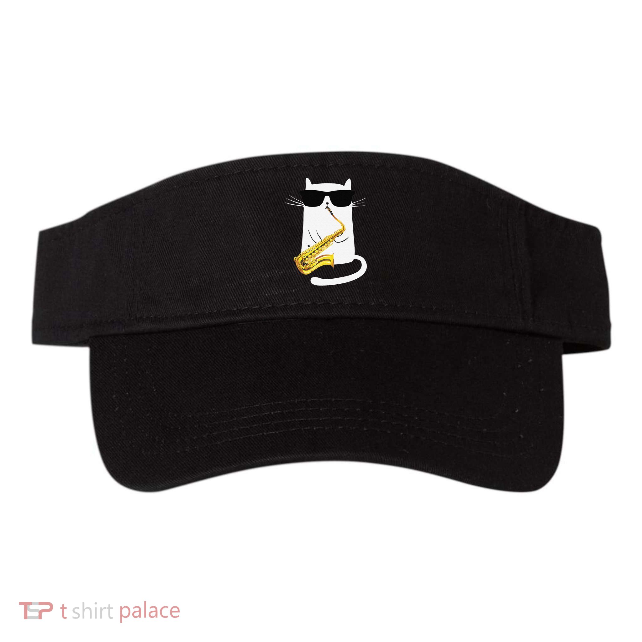 Funny Cat Wearing Sunglasses Playing Saxophone Visor