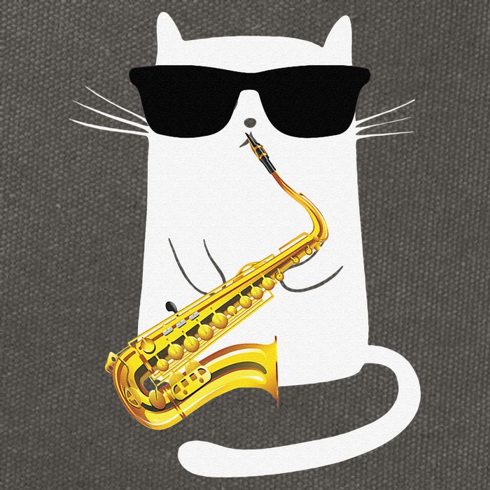Funny Cat Wearing Sunglasses Playing Saxophone Cotton Canvas Backpack