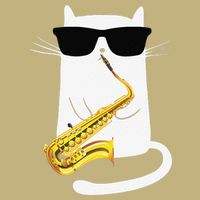 Funny Cat Wearing Sunglasses Playing Saxophone Cooling Performance Crew T-Shirt