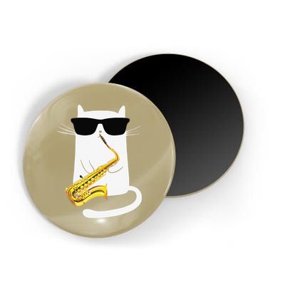 Funny Cat Wearing Sunglasses Playing Saxophone Magnet